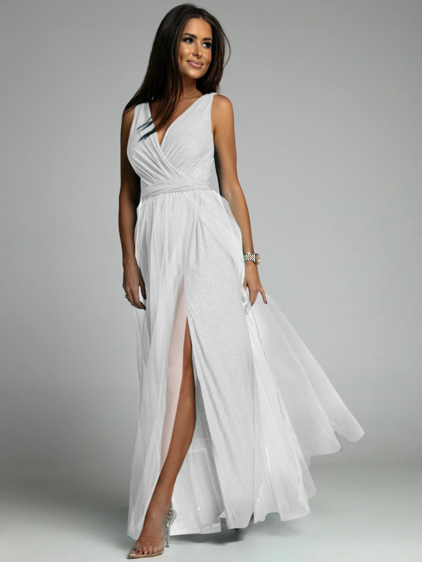 Luna V-Neck Sleeveless Evening Dress